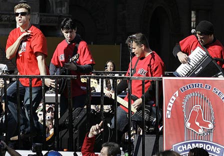 Jonathan Papelbon dances with Dropkick Murphys