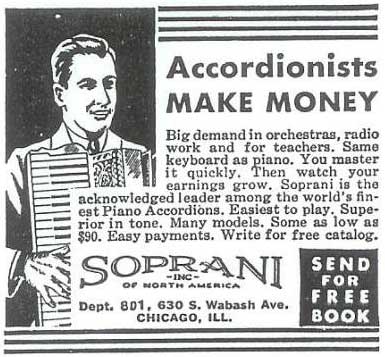 Soprani Ad: Accordionists Make Money