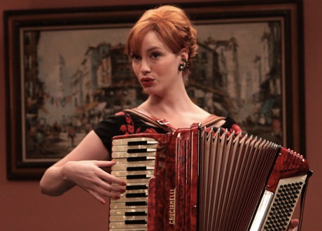 Joan plays accordion on Mad Men